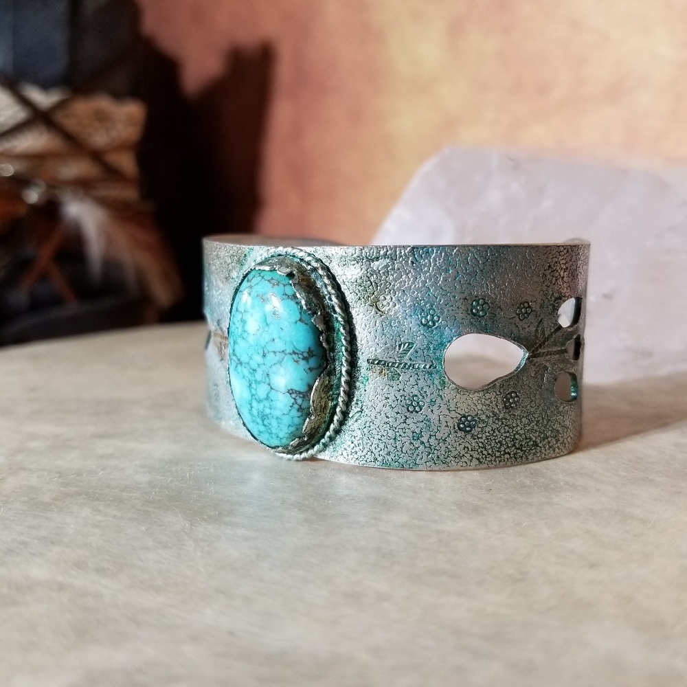 Sterling Silver Turquoise cuff bracelet - Picture 2 of 5